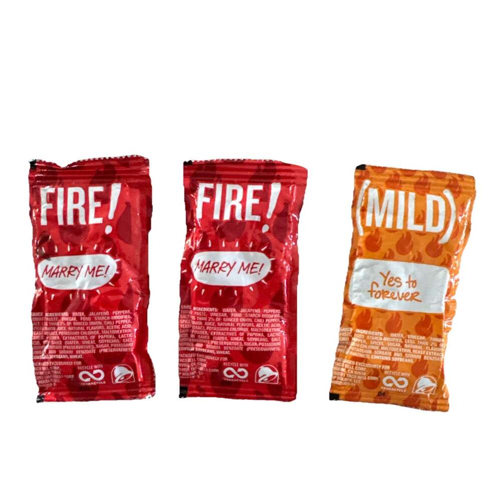 Taco Bell Salsa Hot Sauce Marry Me I Do Marriage Wedding Proposal Packs Packets